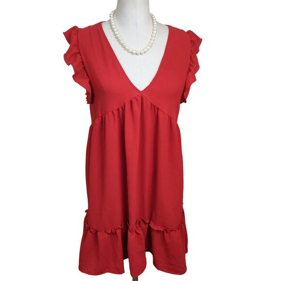 Altar'd State Dresses & Skirts - Altar'd State Dress Womens Small Red V Neck Ruffle Hem Swing Lined Sundress